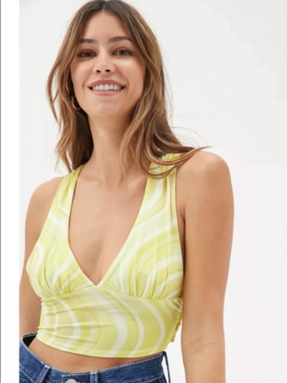Urban Outfitters Yellow Swirl Crop Top